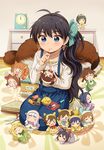  &gt;_&lt; :&lt; akizuki_ritsuko alternate_hairstyle amami_haruka angel_wings animal antenna_hair black_hair blue_eyes blush_stickers character_doll closed_eyes dog earrings flower_earrings futami_ami futami_mami ganaha_hibiki hagiwara_yukiho hair_ribbon halo hiiringu holding_needle hoshii_miki idolmaster idolmaster_(classic) inumi jewelry kikuchi_makoto kisaragi_chihaya minase_iori miura_azusa mouth_hold needle otonashi_kotori pincushion ribbon sewing shijou_takane side_ponytail sitting smile solo st_bernard striped striped_legwear takatsuki_yayoi thread too_many_dolls wariza wings 