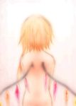  2005 asymmetrical_hair back blonde_hair facing_away flandre_scarlet from_behind kokono_coco lowres no_hat no_headwear nude pale_color short_hair solo touhou upper_body wings 