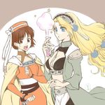  :o atelier_(series) atelier_elie atelier_marie blonde_hair blue_eyes brown_eyes brown_hair cape elfir_traum hair_ornament hat hat_ribbon long_coat long_hair low-tied_long_hair marie_(atelier) multiple_girls nickii25 ribbon short_hair smoke surprised teeth test_tube very_long_hair very_short_hair 