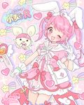  animal_ears bunny_ears mnmktn nakahara_komugi nurse_witch_komugi-chan nurse_witch_komugi-chan_r one_eye_closed pink_eyes pink_hair solo two_side_up 