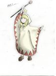  blonde_hair braid final_fantasy final_fantasy_tactics hair_over_shoulder highres hood long_hair robe solo staff twin_braids twintails weapon white_background white_mage white_mage_(fft) yuzulemon 