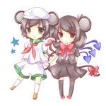  animal_ears asymmetrical_wings bad_id bad_pixiv_id black_hair brown_eyes chibi green_eyes hat houjuu_nue kemonomimi_mode kureha_goya lowres mouse_ears multiple_girls murasa_minamitsu ribbon sailor sailor_hat short_hair star tail thighhighs touhou wings 