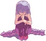  bad_id bad_pixiv_id braid hair_over_eyes long_hair original petite purple_hair sitting solo thighhighs twin_braids zankuro 