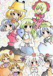  aki_minoriko aki_shizuha animal_ears backpack bad_id bad_pixiv_id bag black_hair blonde_hair blue_eyes blue_hair blush bow detached_sleeves dress food frills frog front_ponytail fruit grapes green_eyes green_hair hair_bobbles hair_bow hair_ornament hat inubashiri_momiji kagiyama_hina kawashiro_nitori key kochiya_sanae leaf leaf_hair_ornament long_hair midriff moriya_suwako mountain_of_faith multicolored_hair multiple_girls navel oyunomi_ii purple_hair red_eyes shameimaru_aya short_hair smile tokin_hat touhou traditional_media two_side_up white_hair wings wolf_ears yasaka_kanako 