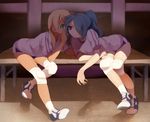  bad_id bad_pixiv_id bench blonde_hair blue_hair buruma hair_over_one_eye inazuma_eleven inazuma_eleven_(series) kazemaru_ichirouta knee_pads long_hair minari_(crossing) miyasaka_ryou multiple_boys otoko_no_ko shadow shoes sneakers socks whispering 