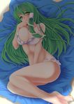  bikini green_hair highres kochiya_sanae legs long_hair negamaro solo swimsuit touhou 