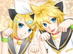  1girl animal_ears blonde_hair brother_and_sister cat_ears kagamine_len kagamine_rin kemonomimi_mode sacchon siblings twins vocaloid 