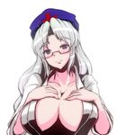  bespectacled breasts cleavage glasses hat image_sample large_breasts nurse_cap pixiv_sample solo touhou yagokoro_eirin yamoto 