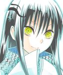  chikei eyes face long_hair multicolored_hair nurarihyon_no_mago ringed_eyes scarf solo striped striped_scarf yellow_eyes yuki_onna_(nurarihyon_no_mago) 