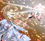  bad_id bad_pixiv_id bandages brown_eyes brown_hair japanese_clothes kimono long_hair nadir seto_no_hanayome seto_sun solo sword weapon 