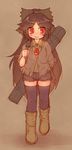  alternate_costume casual contemporary reiuji_utsuho sankuma sketch solo thighhighs touhou 