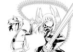  animal_ears antennae bad_id bad_pixiv_id belt_feed bullet elbow_gloves glasses gloves greyscale gun heidimarie_w_schnaufer hirschgeweih_antennas kuroe_ayaka monochrome multiple_girls ningen_(ningen96) short_hair weapon world_witches_series 