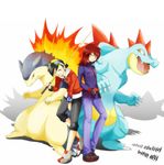  alternate_costume backwards_hat bad_id bad_pixiv_id baseball_cap black_hair copyright_name cue_stick feraligatr gen_2_pokemon gloves goggles gold_(pokemon) grey_eyes hat holding holding_poke_ball minto multiple_boys poke_ball pokegear pokemon pokemon_(creature) pokemon_(game) pokemon_hgss pokemon_special red_eyes red_hair silver_(pokemon) typhlosion unown unownglyphics yellow_eyes 