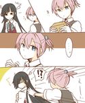  2girls akino_kabocha bad_id bad_twitter_id beans comic commentary_request gloves hayashimo_(kantai_collection) kantai_collection multiple_girls ponytail setsubun shiranui_(kantai_collection) short_ponytail throwing translated white_gloves 