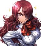  amania_orz breasts doyagao from_above hair_over_one_eye kirijou_mitsuru long_hair medium_breasts persona persona_3 red_eyes red_hair school_uniform smile smug solo sparkle 