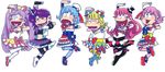  5girls :3 :d :o :p ankle_boots bangs beret blonde_hair blue_hair blunt_bangs blush boots bow bowtie braid closed_eyes dancing dorothy_west dress elbow_gloves fingerless_gloves gloves hair_bow half-closed_eyes hat heart heart_in_mouth houjou_sophie jacket layered_skirt leg_up leona_west manaka_lala minami_mirei mini_hat mini_top_hat multiple_girls oimo_(imagawa56) open_clothes open_jacket open_mouth osomatsu-san parody pink_hair pose pretty_(series) pripara purple_hair red_bow red_neckwear sheeeh! shoes side_ponytail simple_background single_braid smile standing standing_on_one_leg tongue tongue_out top_hat toudou_shion white_background white_dress wince wrist_cuffs 