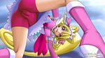  :o aida_mana anus arm_warmers ass bike_shorts blonde_hair blue_background boots breasts cameltoe covered_anus cure_heart dokidoki!_precure half_updo highres knee_boots large_breasts long_hair looking_at_viewer magical_girl onoe pink_eyes pink_footwear pink_sleeves ponytail precure shorts shorts_under_skirt skirt solo upskirt watermark web_address 
