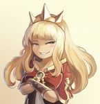  bangs blonde_hair blush_stickers cagliostro_(granblue_fantasy) crossed_arms granblue_fantasy grin long_hair smile smug solo upper_body yilx 