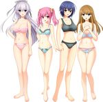  absurdres blue_hair bra brown_hair full_body game_cg highres kamijo_tsubasa katsuragi_shion koizumi_amane lingerie miyamae_iroha multiple_girls navel panties pink_hair ponytail sei_shoujo_~seido_ikusei_gakuen~ shirosaki_yuuri silver_hair transparent_background twintails underwear underwear_only 