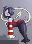  &lt;3 anal anal_penetration big_breasts big_butt black_hair blue_skin blush bone breasts bubble_butt butt cleavage clothed clothing eyebrows_visible_through_hair face_in_ass grin hair happy happy_sex head_in_ass head_insertion hi_res humanoid lech_lewds leviathan_(skullgirls) living_butt_plug penetration presenting presenting_hindquarters sex shaking skeleton skullgirls small_waist smile squigly stitched trembling undead video_games wide_hips zombie 