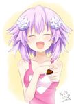  absurdres blush chocolate chocolate_heart d-pad d-pad_hair_ornament gift hair_ornament heart highres holding holding_gift hoshizora_rick incoming_gift neptune_(choujigen_game_neptune) neptune_(series) open_mouth purple_hair smile solo valentine 