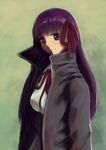 absurdres artist_request bb_(fate)_(all) bb_(fate/extra_ccc) fate/extra fate/extra_ccc fate/stay_night fate_(series) hair_ornament highres jacket long_hair mint_chocolate purple_eyes purple_hair ribbon solo source_request 