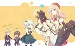  3boys alisa_ilinichina_amiella black_footwear blonde_hair blue_eyes blush boots cabbie_hat ciel_alencon elbow_gloves fingerless_gloves gloves god_eater god_eater_2:_rage_burst hat idun julius_visconti long_hair multiple_boys multiple_girls pantyhose plaid player_(god_eater_2) player_(god_eater_burst) short_hair silver_hair skirt smile suspender_skirt suspenders thigh_boots thighhighs 