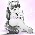  furry long_hair looking_at_viewer looking_back my_little_pony my_little_pony_friendship_is_magic no_humans octavia_melody purple_eyes rai-rai solo treble_clef 