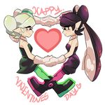  aori_(splatoon) heart heart_arms heart_arms_duo heart_hands heart_hands_duo hotaru_(splatoon) inkling multiple_girls pantyhose short_jumpsuit splatoon_(series) splatoon_1 wong_ying_chee yuri 