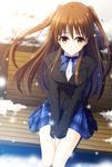  1girl brown_eyes brown_hair female long_hair mac-kine ogiso_setsuna smile snow twintails white_album white_album_2 