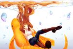  animal boots bubbles fish green_eyes long_hair orange_hair original rosuuri underwater water 