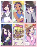  ;d bag black_hair blonde_hair blush bob_cut bow brown_hair choroko_(osomatsu-san) commentary_request crossed_arms dark_skin ganguro glass glasses grin hair_bow hair_bun hands_on_own_face hat hood hoodie ichiko_(osomatsu-san) juushiko_(osomatsu-san) karako_(osomatsu-san) kurot long_hair looking_at_viewer midriff multiple_girls one_eye_closed open_mouth osoko_(osomatsu-san) osomatsu-san short_hair smile sunglasses todoko_(osomatsu-san) v yellow_eyes 