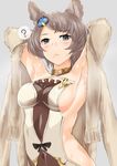  animal_ears armpits bare_back breasts cape detached_sleeves erune gachou granblue_fantasy grey_eyes grey_hair hair_ornament halterneck lips long_sleeves looking_at_viewer md5_mismatch medium_breasts mole mole_under_mouth short_hair solo sutera_(granblue_fantasy) 