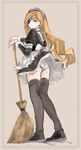  :/ alternate_costume apron bad_id bad_pixiv_id black_legwear blonde_hair broom enmaided eyepatch full_body green_eyes long_hair looking_back maid maid_headdress othinus panties pantyshot pantyshot_(standing) sketch solo standing thighhighs to_aru_majutsu_no_index to_aru_majutsu_no_index:_new_testament torakichi_(kamima33) underwear 