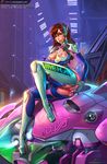  adapted_costume anal anal_object_insertion bodysuit breastless_clothes breasts brown_hair collaboration colorized d.va_(overwatch) dildo facial_mark headphones high_heels highres lips lm_(legoman) long_hair long_legs masturbation mecha meka_(overwatch) nipples no_panties nose object_insertion overwatch pussy self_fondle solo stiletto_heels thighhighs uncensored vintem whisker_markings 