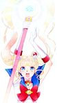 :o arms_up bishoujo_senshi_sailor_moon blonde_hair blue_eyes blue_sailor_collar bow brooch choker crescent dated double_bun earrings elbow_gloves facial_mark forehead_mark gloves hair_ornament hairpin holding holding_wand jewelry long_hair looking_at_viewer maboroshi_no_ginzuishou magical_girl moon_stick red_bow red_choker sailor_collar sailor_moon sailor_senshi_uniform signature solo staff tsukino_usagi twintails upper_body wand white_background white_gloves yukinami_(paru26i) 