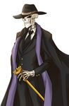  ainz_ooal_gown alternate_costume cape formal hat male_focus necktie overlord_(maruyama) scarf sinhyul skeleton solo suit wand 