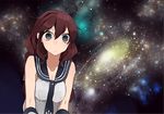  blue_eyes braid brown_hair gloves hita_(hitapita) kantai_collection long_hair noshiro_(kantai_collection) school_uniform serafuku solo space space_cat_(meme) 