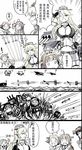  &gt;_&lt; 6+girls ? ahoge anger_vein battleship_hime blonde_hair bra breasts brown_hair chinese cleavage closed_eyes comic enemy_aircraft_(kantai_collection) error_musume fingerless_gloves fourth_wall front-tie_top gloves greyscale hairband hiei_(kantai_collection) highres i-class_destroyer iowa_(kantai_collection) kantai_collection kongou_(kantai_collection) large_breasts missile monochrome multiple_girls mvp one_eye_closed open_mouth re-class_battleship red_card salute shinkaisei-kan smile sparkle spot_color tears tomahawk_missile translated trembling underwear whistle winged_hairband wo-class_aircraft_carrier x_x y.ssanoha yamato_(kantai_collection) 