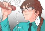  2boys bara blush character_request cum facial glasses handjob male_focus multiple_boys muscle naughty_face penis source_request steam student sweat yaoi 