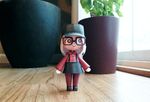  1girl brown_eyes doubutsu_no_mori glasses hat papercraft 