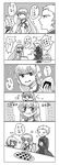  2girls :&gt; :t absurdres altera_(fate) archer blush comic daifuku_mogu eating fate/extra fate/grand_order fate/stay_night fate_(series) flying_sweatdrops food greyscale highres monochrome multiple_girls nero_claudius_(fate) nero_claudius_(fate)_(all) onigiri translated veil 