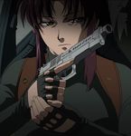  black_lagoon gun highres purple_hair revy_(black_lagoon) screencap solo stitched weapon 