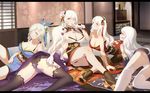  aircraft_carrier_hime aircraft_carrier_water_oni armored_aircraft_carrier_hime ass blush breasts cameltoe cangkong cleavage group japanese_clothes kantai_collection kneehighs long_hair midway_hime panties red_eyes tagme_(character) thighhighs underwear white_hair wink 