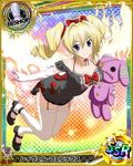  artist_request bishop_(chess) blonde_hair blue_eyes card_(medium) character_name chess_piece demon_wings dress drill_hair fiery_wings hair_ribbon high_school_dxd long_legs official_art ravel_phenex ribbed_dress ribbon smile solo stuffed_animal stuffed_bunny stuffed_toy thighhighs trading_card twintails wings 