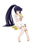  akatsuki_(log_horizon) bare_shoulders barefoot black_eyes black_hair collarbone full_body high_ponytail log_horizon long_hair naked_towel open_mouth sitting solo towel transparent_background very_long_hair white_towel 