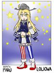  admiral_paru blonde_hair commentary english_commentary headgear iowa_(kantai_collection) kantai_collection long_hair solo star star-shaped_pupils symbol-shaped_pupils younger 