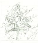  :d ankle_ribbon ascot barefoot between_legs black_sclera bracelet claws crossed_arms crystal demon_girl demon_wings dress eho_(icbm) field flandre_scarlet floating floating_rock graphite_(medium) grass grin hand_between_legs head_wings jewelry koakuma long_hair looking_at_viewer monochrome multiple_girls open_mouth outdoors paper_background pointy_ears puffy_short_sleeves puffy_sleeves remilia_scarlet ribbon rock short_hair short_sleeves skirt sky smile squatting touhou traditional_media wings 