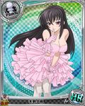  artist_request black_hair card_(medium) character_name chess_piece dress gloves high_school_dxd official_art pawn pink_dress pink_ribbon purple_eyes raynare ribbed_dress ribbon solo thighhighs trading_card 