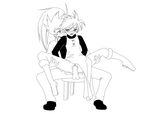  1boy 1girl blush boots flat_chest full_body long_hair monochrome ookido_green penis pokemon pussy sex simple_background uncensored vaginal yellow_(pokemon) 